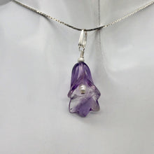 Load image into Gallery viewer, Lily! Natural Carved Amethyst Flower Sterling Silver Pendant |1 9/16 x 5/16" | - PremiumBead Alternate Image 8