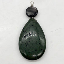 Load image into Gallery viewer, Hypersthene Tsunami Stone Briolette Sterling Silver Pendant| 3"| Green, Silvery|