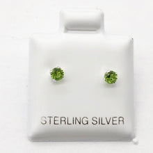 Load image into Gallery viewer, August! 3mm Created Peridot & Silver Earrings 10146H - PremiumBead Alternate Image 3