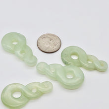 Load image into Gallery viewer, Carved Natural Serpentine Infinity Pendant with Simple Black Cord 10821F | 45x23x6mm | Light Green - PremiumBead Alternate Image 2
