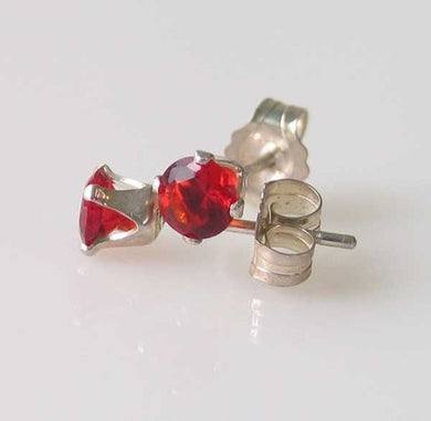 January! Round 4mm Created Red Garnet & 925 Sterling Silver Stud Earrings 10150A - PremiumBead Primary Image 1