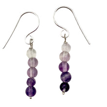 Load image into Gallery viewer, Enchanting Fluorite 4mm Bead Dangle Silver Earrings! | 1 3/8" Long |
