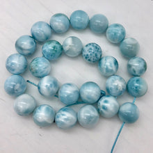 Load image into Gallery viewer, Natural Untreated Larimar Round Focal Beads | 13mm | Blue | 2 Bead(s)
