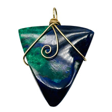 Load image into Gallery viewer, Bloodstone 14K Gold Filled Wire Wrapped Trilliant Gem | 1 1/2" Long | Red Green|