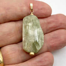 Load image into Gallery viewer, Chatoyant Green Hiddenite Kunzite Crystal 14K Gold Filled Pendant | 1 7/8" |