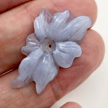 Load image into Gallery viewer, 12cts Exquisitely Hand Carved Blue Chalcedony Flower Pendant Bead - PremiumBead Alternate Image 3