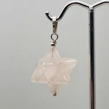 Load image into Gallery viewer, Kabbalah Carved Rose Quartz Merkaba Star w/Sterling Silver Pendant 509288RQS