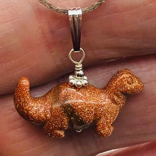 Load image into Gallery viewer, Goldstone Diplodocus Dinosaur Sterling Silver Pendant Necklace| 1 Pendant |