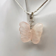 Load image into Gallery viewer, Flutter Carved Rose Quartz Butterfly and Sterling Silver Pendant 509256RQS - PremiumBead Alternate Image 10