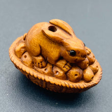 Load image into Gallery viewer, Hoppity Hop Carved Bunny Rabbit Boxwood Ojime/Netsuke Bead