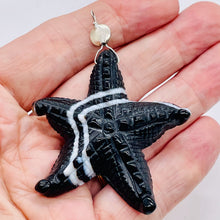 Load image into Gallery viewer, SardonyxSterling Silver Starfish Pendant | 3" Long | Black White | 1 Pendant |
