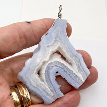 Load image into Gallery viewer, 147cts Blue Chalcedony Druzy Dream Bead Sterling Silver Pendant | 3"Long |