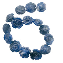 Load image into Gallery viewer, Hand Carved Blue Sodalite Rose Bead Half Strand | 15-16 Beads | 14x7 mm |