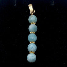 Load image into Gallery viewer, Larimar Faceted Round Bead 14k Gold Filled Pendant | 1.75" Long | Blue White |