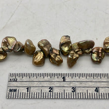Load image into Gallery viewer, Golden Green Dragonskin Keishi FW Pearl Strand | 11x4 to 9x4mm| Gold/Green| 80 | - PremiumBead Alternate Image 5