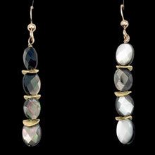 Load image into Gallery viewer, Faceted Tahitian MoP Shell 14K Gold Filled Earrings with Gold Beads|2 Inch Drop|