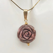 Load image into Gallery viewer, Pretty in Pink! Rhodonite Rose and 14K Gold FilledPendant | 20mm | 1.5" Long - PremiumBead Alternate Image 2