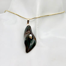 Load image into Gallery viewer, Fancy Jasper Calla Lily 14K Gold Filled Flower Pendant| 1 5/8" Long|Green Brown|
