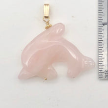 Load image into Gallery viewer, Rose Quartz Carved Dolphin 14K Gold Filled Pendant | 1.5 Inch | Pink |