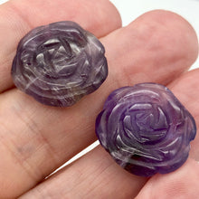 Load image into Gallery viewer, Amethyst Rose Flower Beads | 21x21x5mm | Purple | Rose Flower | 2 Beads - PremiumBead Primary Image 1