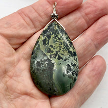 Load image into Gallery viewer, Tsunami Stone Briolette Sterling Silver Pendant | 2 3/4" Long | Green, White | 1