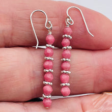 Load image into Gallery viewer, Rhodonite with Sterling Silver Beads Drop/Dangle Earrings | 1 1/2" Long | Pink |