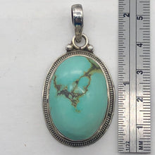 Load image into Gallery viewer, Turquoise Sterling Silver Native Oval Pendant | 2" Long | Blue/Silver |1 Pendant