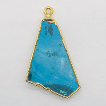 Load image into Gallery viewer, Turquoise Free-form Pendant | 1 3/4" Long | Blue/Gold | 1 Pendant