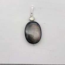 Load image into Gallery viewer, Hypersthene Sterling Silver Pendant |1 3/4 inch long | Silver-black | Oval |