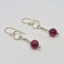 Load image into Gallery viewer, Pink Sapphire & Sterling Silver Earrings 310697 - PremiumBead Alternate Image 2