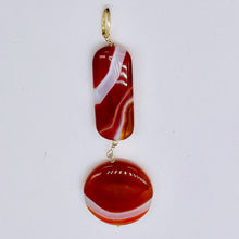 Load image into Gallery viewer, Sardonyx Large Round and Rectangle Pendant| 3 1/2" Long | Red/Orange/White |