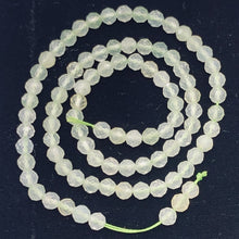 Load image into Gallery viewer, Prehnite Faceted Strand Round | 4 mm | Light Green | 80-90 Beads |