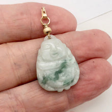 Load image into Gallery viewer, Hand Carved Green/White Jade Buddha Pendant with 14kgf Findings | 1 5/8" Long |