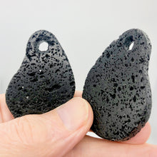 Load image into Gallery viewer, Meteorite Carved Pendant Beads | 2 Beads | Black | 52x36x8mm |