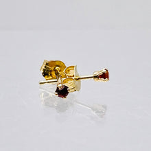 Load image into Gallery viewer, Garnet 14K Gold Post Faceted Round Cut Earrings | 2mm | Red | 1 Pair |