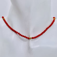 Load image into Gallery viewer, AAA Natural Ox Blood Red Coral & 14K Gold 18 inch Necklace 202904