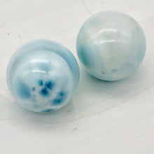Load image into Gallery viewer, Natural Untreated Larimar Round Focal Beads | 13mm | Blue | 2 Bead(s)