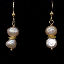Load image into Gallery viewer, Fresh Water Pearls 14K Gold Filled Drop Earrings| 1 1/4" Long| Peach| 1 Earrings