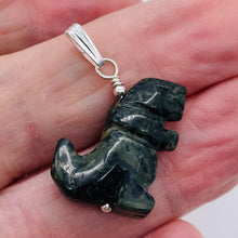 Load image into Gallery viewer, T-Rex Dinosaur Carved Kambaba Jasper Sterling Silver Pendant