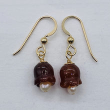 Load image into Gallery viewer, Carnelian Pearl 14K Gold Filled Earrings | 1 1/8" Long | Red /White | 1 Pair |