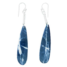 Load image into Gallery viewer, Sodalite Sterling Silver Teardrop | 3" Long | Blue/White | 1 Pair Earrings |