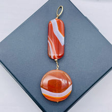 Load image into Gallery viewer, Sardonyx Large Round and Rectangle Pendant| 3 1/2" Long | Red/Orange/White |