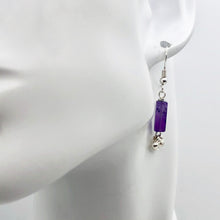 Load image into Gallery viewer, Enchanting Amethyst & Sterling Silver Earrings!|4x4x12mm Amethyst| 1 1/2" Long| - PremiumBead Alternate Image 4