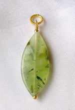 Load image into Gallery viewer, Mint! Green Prehnite Tapered Oval 22K Vermeil Pendant! 503143C - PremiumBead Primary Image 1