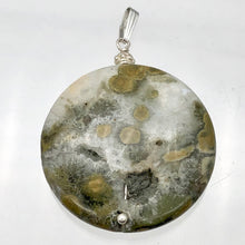 Load image into Gallery viewer, Ocean Jasper White Crystal Round Sterling Silver Pendant | 2" Long | Gold |
