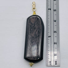 Load image into Gallery viewer, Hypersthene Rectangle Dangle 14K Gold Filled Pendant| 2 1/2" Long| Black/Silver|