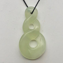 Load image into Gallery viewer, Hand Carved Serpentine Infinity Pendant with Simple Black Cord 10821J | 45x23x6mm | Light Green - PremiumBead Alternate Image 2