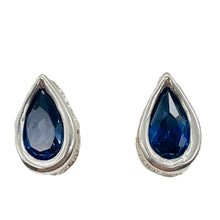 Load image into Gallery viewer, December 11x7mm Created Blue Topaz Sterling Silver Stud Earrings 10154G