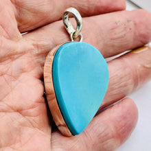 Load image into Gallery viewer, Turquoise Sterling Silver Native Pendant | 2" Long | Blue/Silver |1 Pendant