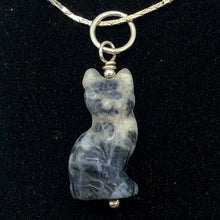 Load image into Gallery viewer, Adorable Blue Sodalite Cat & 925 Sterling Silver Pendant 509257SDS